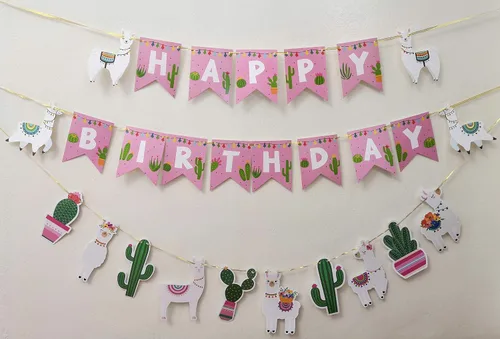 Miniatura 6 de Juego de 2 guirnaldas de decoración de cactus de llama para baby shower, fiesta mexicana, centros de mesa de fiesta, suministros de graduación