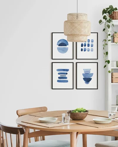 Miniatura 5 de HAUS AND HUES Juego de 4 decoración de pared azul – Impresiones artísticas abstractas azules, decoración estética de habitación, arte de pared Azul