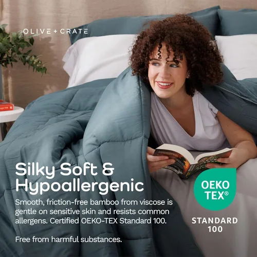 Miniatura 3 de Olive + Crate Cooling Down Alternative Comforter - Hypoallergenic King Size Duvet Insert Lightweight - All Seasons Plush Design Bamboo Comforter
