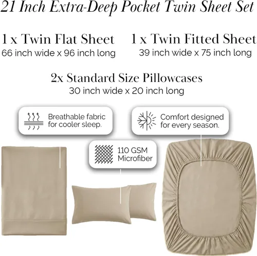 Miniatura 302 de Southshore Fine Living, Inc. Juego de 7 piezas de sábanas King divididas para cama ajustable, juego de sábanas King divididas con bolsillo de 21