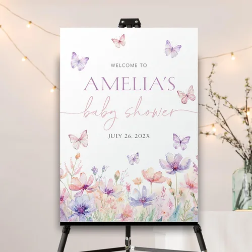Miniatura 26 de Letrero personalizado de flores silvestres para baby shower, letrero de bienvenida para baby shower, decoración de fiesta de plástico con estacas