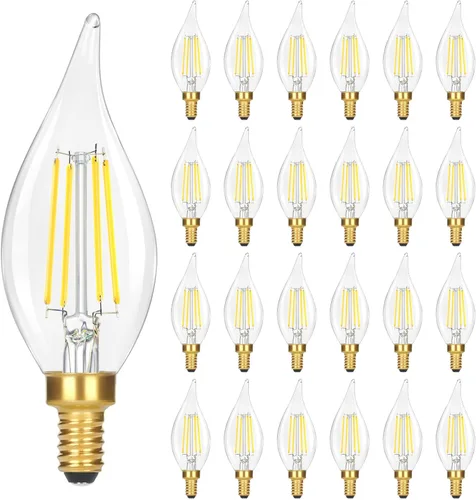 Miniatura 15 de Bombillas LED E12 para candelabro, regulables, equivalente a 40 W, 5000 K, luz diurna brillante, bombillas de vela blanca, 4W 460 LM decorativo CA10