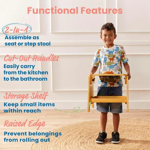 Miniatura 3 de ECR4Kids Taburete para sentarse o escalonar, muebles para niños, miel
