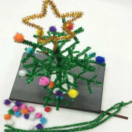 Miniatura 2 de AKOAK 100 tallos metálicos de felpilla brillante de 0.236 pulgadas x 1.182 pulgadas, tallos de oropel con alambre para manualidades y manualidades