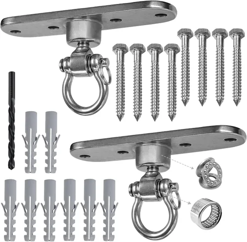 Miniatura 7 de Colgador de Columpio de Acero Inoxidable Resistente con Rodamientos Lisos 180°+360° Hardware de Columpio, Capacidad de 1500 lb Hamaca de Yoga