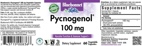 Miniatura 2 de BlueBonnet Pycnogenol Cápsulas vegetarianas, 100 mg, 60 unidades (743715008366)