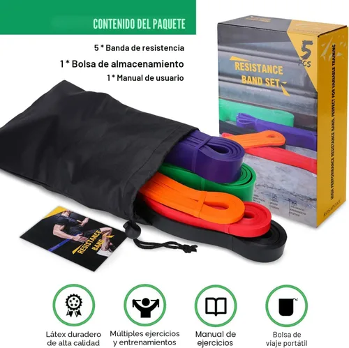 Miniatura 5 de Bandas de resistencia, bandas para entrenamiento con asistencia de tracción - bandas de entrenamiento, bandas de ejercicio, conjunto de bandas