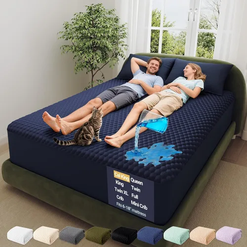 Miniatura 34 de OhGeni - Protector de colchón 100% impermeable tamaño Queen, almohadilla suave para colchón, resistente al pelo de mascotas y a la enuresis 1- Blanco
