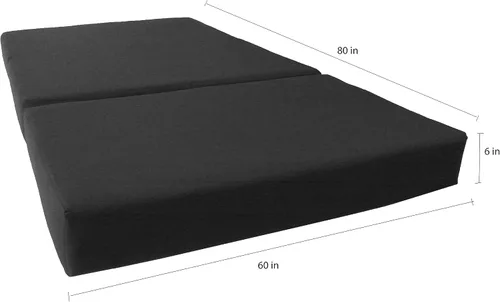 Miniatura 2 de D&D Futon Furniture - Cama de espuma triple plegable, colchón otomano plegable (negro, tamaño individual (6 x 39 x 75)