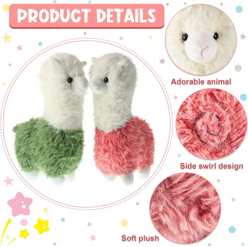 Miniatura 2 de Chalyna Juego de 2 piezas de peluche de llama suave de 10 pulgadas, juego de juguetes de alpaca Kawaii para bebés, niñas y niños, regalo de fiesta
