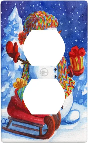 Miniatura 26 de Cubierta de interruptor de luz dúplex de 1 banda, cubierta decorativa de Navidad con copos de nieve rojos, placa frontal decorativa para cocina