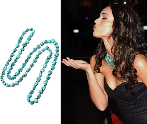 Miniatura 6 de Perlas de turquesa collar sin fin largo anudado piedra multi-Strand capa collares hechos a mano joyería