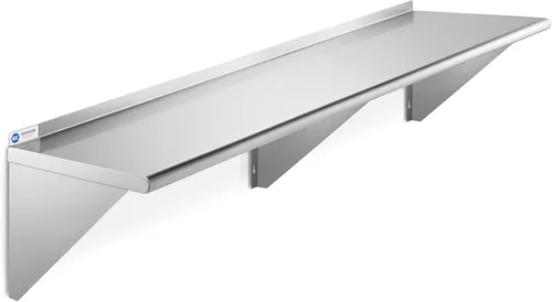 Miniatura 8 de GRIDMANN Estante de montaje en pared de acero inoxidable de 12 x 24 pulgadas con protector contra salpicaduras, grado comercial, estantería