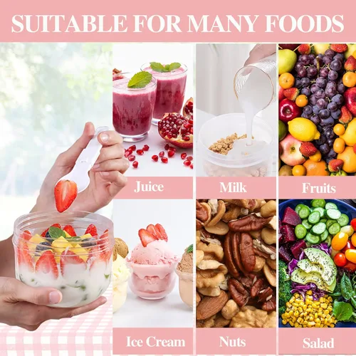 Miniatura 3 de 2 recipientes de avena para toda la noche con tapas, cuchara de 20 onzas, tarros portátiles de yogur de plástico, tazas de desayuno para adultos, 2