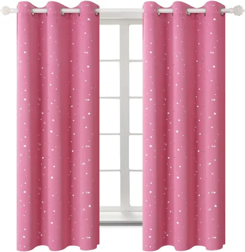 Miniatura 75 de BGment Cortinas opacas para dormitorio infantil, con aislamiento térmico, con ojales, estampado de estrellas plateadas, cortinas para oscurecer