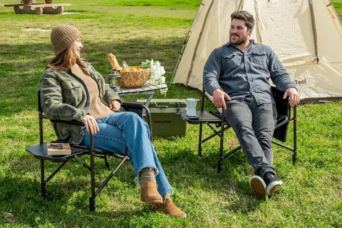 Miniatura 2 de SUNNYFEEL Silla de directores de campamento de gran tamaño, paquete de 2, sillas plegables portátiles para adultos resistentes con mesa auxiliar