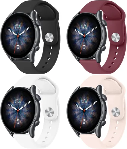 Miniatura 11 de Amzpas Correa de silicona para Amazfit GTR, 0.866 in, paquete de 4 pulseras de repuesto suaves de liberación rápida, correa deportiva para hombres