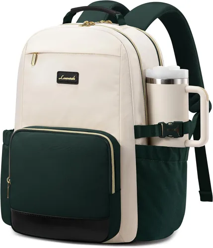 Miniatura 19 de LOVEVOOK Mochila para laptop para mujer con bolsillo para taza de gran capacidad, bolsa de computadora portátil de 15.6 pulgadas, mochila de viaje