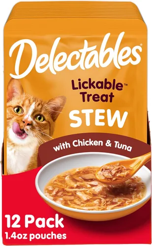 Miniatura 15 de Delectables Lickable Treat Stew Wet Cat Treats - Paquete variado de golosinas para gatos, hidratante, sin granos, sin rellenos, sin subproductos