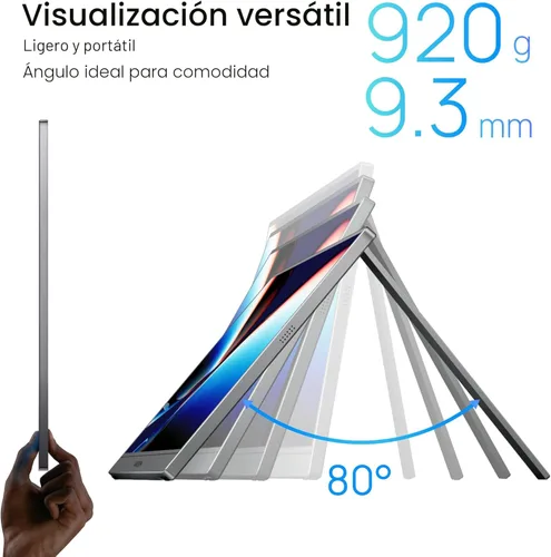 Miniatura 4 de ARZOPA Soporte para Monitor Portátil con Base, Monitor Portátil Ultradelgado de 14.0" para Laptop FHD 1080P Pantalla Externa con Altavoces Duales