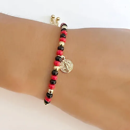 Miniatura 6 de LESLIE BOULES Pulsera de oro de San Benito para mujer, joyería de protección, Latón