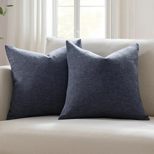 Miniatura 12 de Meekio - Juego de 2 fundas de almohada de color salvia oscura de 22 x 22 pulgadas, fundas de almohada decorativas de lino con estilo bohemio