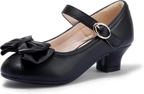 Miniatura 187 de PANDANINJIA Vestido de jada para niñas y niños pequeños, zapatos de princesa Mary Jane con tacones con lazo para fiesta, boda, boda