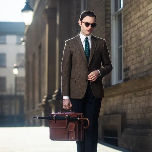 Miniatura 7 de Maxwell Scott - Mens Luxury Italian Leather Large Square Briefcase - Zip Closure - Handmade in Italy - The Alanzo