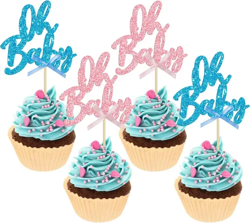Miniatura 9 de Ephlyn 24 adornos azules para tartas con diseño de cisne, suministros de fiesta temática de baby shower, decoraciones para niños y niños, fiesta