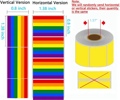 Miniatura 3 de LGBTQ - Calcomanías de orgullo, rectangulares de seis colores, arco iris, calcomanías autoadhesivas impermeables para desfiles y eventos