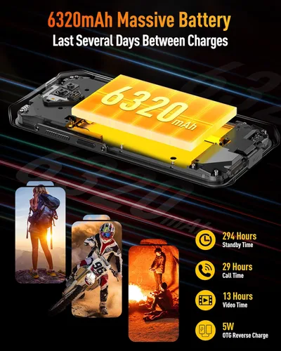 Miniatura 7 de Ulefone Armor X13 - Teléfono inteligente resistente, cámara de visión nocturna de 50 MP+24 MP, octa-core 12 GB RAM 64 GB ROM, pantalla de 6.52