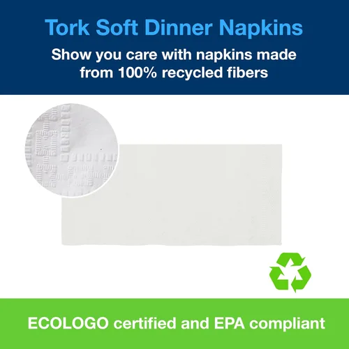Miniatura 5 de Tork Servilleta blanca suave para cena, 1/8 doblez de 2 capas, 15.0 in x 17.0 in, 28 x 100 servilletas, NP528PA