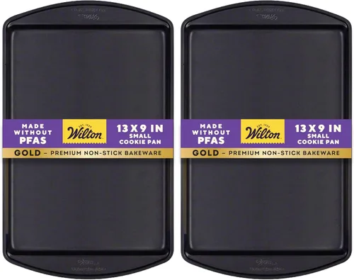 Wilton Perfect Results Premium - Bandeja antiadherente para galletas pequeñas, 13.25 x 9.25 pulgadas, acero (paquete de 2)
