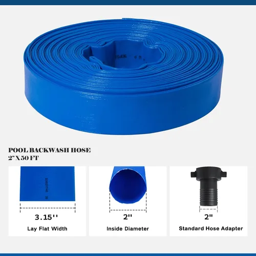 Miniatura 3 de Kit de manguera de retrolavado de piscina Eastrans de 2 pulgadas x 50 pies con adaptador NPT hembra, manguera de bomba de descarga resistente