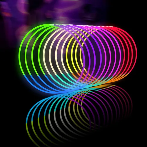 Miniatura 8 de Glow Fever Glow Sticks - Collares brillantes a granel de 100 unidades de 22 pulgadas con conectores, palos de luz de neón para fiestas, festivales