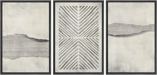 Miniatura 16 de SIGNWIN Lienzo enmarcado para pared, arte con pinceladas de flujo neutro en tonos beige abstractos, ilustraciones, arte moderno, decorativo