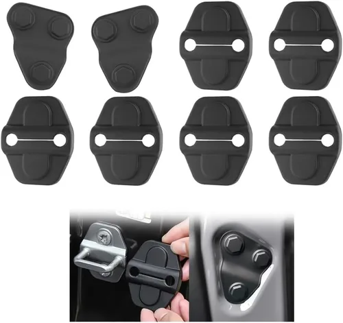 Miniatura 8 de 6 cubiertas para cerradura de puerta de automóvil, cubierta negra para cerradura de puerta compatible con Jeep Wrangler JLU JL 4XE Unlimited