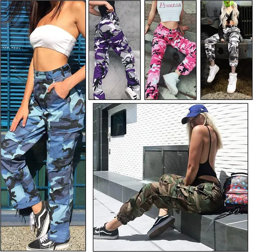 Miniatura 4 de Pantalones cargo de trabajo para mujer, de algodón, con 8 bolsillos, informal, estilo de combate militar