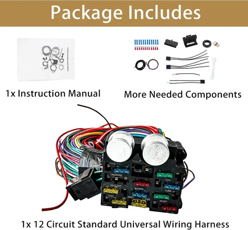 Miniatura 3 de PartsFlow Arnés de cableado universal extra largo de 12 circuitos Street Hot Rod Wire para Chevrolet Chevy Mopar para Ford Muscle Car, arnés