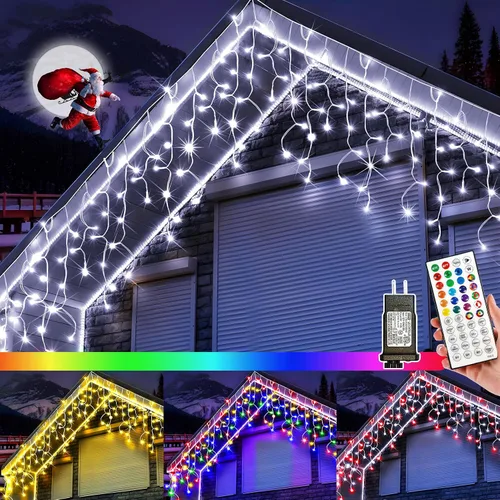 Miniatura 11 de Luces de Halloween para exteriores de 52 pies, 480 luces LED de Halloween moradas y naranjas, 12 modos de iluminación con temporizador de memoria