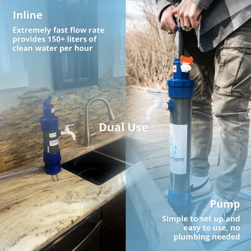 Miniatura 4 de ROAMfilter - Mini sistema de filtro de agua portátil, bomba purificadora de agua para senderismo y mochilero con capacidad en línea para acampar