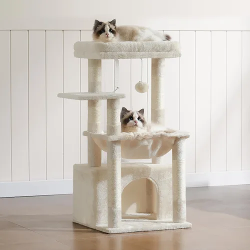Miniatura 8 de Heybly Árbol para gatos, torre de gatito con cesta grande y suave para gatos, condominio para gatos con espaciosa cama para gatos con espacio