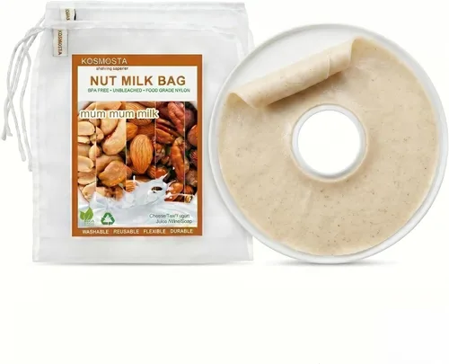 Paquete de 2 bolsas de leche de nuez con hojas de rollo de frutas, bolsas reutilizables de nailon para coladores de alimentos de 100 micras, bolsas