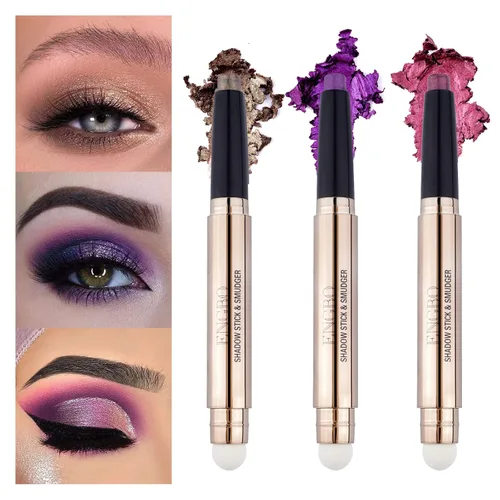 Miniatura 14 de LOKFAR 3 lápices de sombra de ojos en barra de maquillaje cosméticos iluminadores de ojos, lápiz de sombra de ojos en crema giratorio impermeable