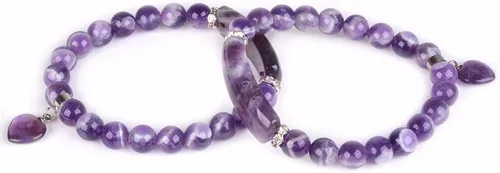 Miniatura 2 de Justinstones - Brazalete unisex con cuentas de gemas semipreciosas con dije de corazón, elástico