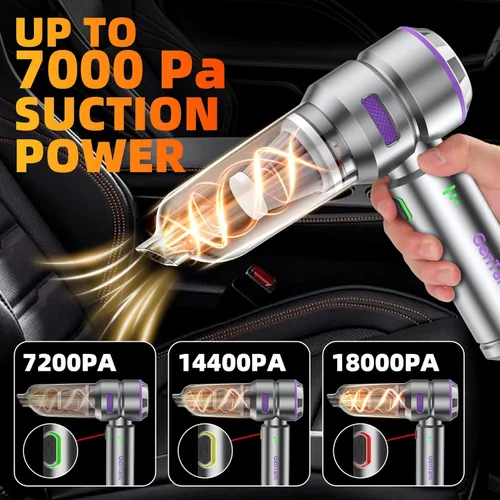 Miniatura 5 de Aspiradora portátil inalámbrica para automóvil, 18000PA, aspiradora portátil inalámbrica, soplador de aire de alta potencia con motor sin