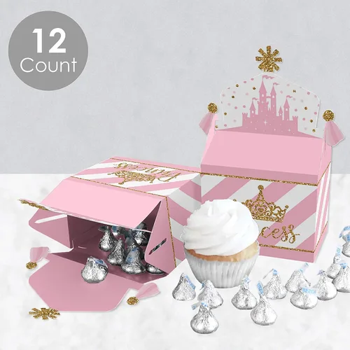 Miniatura 3 de Big Dot of Happiness Corona de princesita – Caja de regalos de fiesta – Caja de regalo de princesa rosa y dorada para baby shower o fiesta