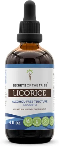 Secrets of the Tribe Extracto líquido sin alcohol de regaliz, regaliz (Glycyrrhiza Glabra) Suplemento de tintura de raíz seca (4 onzas líquidas)