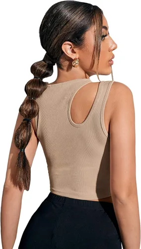 Miniatura 2 de Verdusa Camiseta corta sin mangas con cuello redondo y corte ajustado para mujer