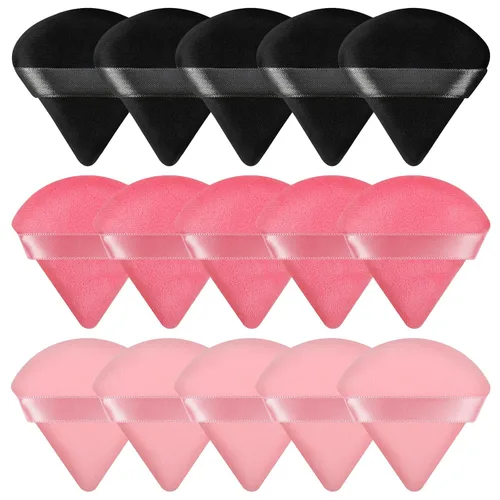 Miniatura 10 de Pimoys 15 piezas de polvo soplo cara triángulo maquillaje soplos para polvo suelto ajuste polvo base esponja belleza maquillaje herramienta